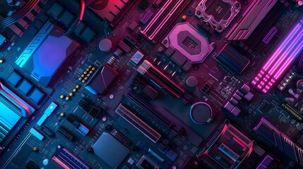 Aufkleber - Futuristic technology theme with glowing circuitry. abstract electronic motherboard background. high-tech digital design. AI