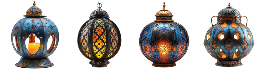 islamic lantern isolated on transparent background, element remove background, element for design