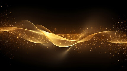 Wall Mural - Luxurious and futuristic golden empty stage, golden particles background in stage shape