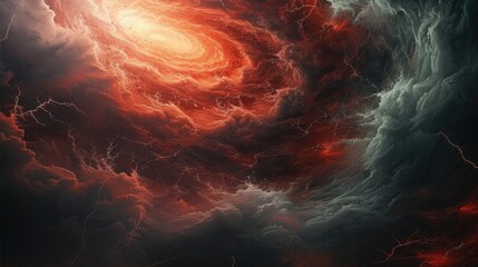 Aufkleber - A swirling storm of red and black hues, embodying the essence of a chocolate tempest over a desolate landscape, air dense with enigma and looming dread. Generative AI.