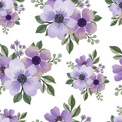 Wall Mural - purple bouquet seamless pattern