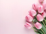 Fototapeta Tulipany - Pink tulip flowers with blank text space 