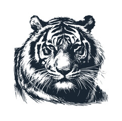 Sticker - The tiger rough sketch. Vector illustration.