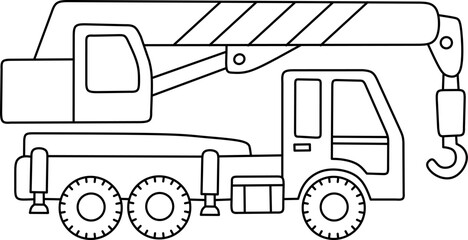 Poster - Crane truck line art for coloring book page