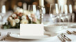 Table place setting blank menu card mockup or reserve in wedding invite and special event