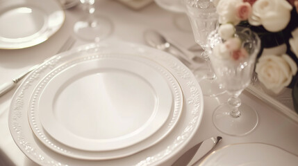 Table place setting in elegant wedding invite and special event