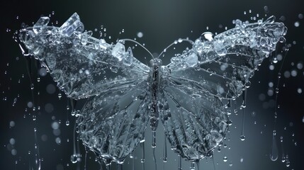 Wall Mural -  a close up of a butterfly with water droplets on it's wings and wings, with drops of water on it's wings.