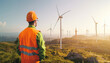 Windmill Engineer Assessing Renewable Energy Site
