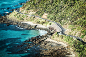 Wall Mural - The aerial view of the Great Ocean Road from the Teddy's Lookout