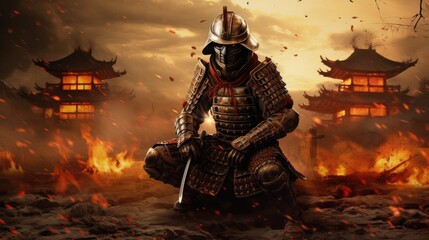 Samurai warrior wearing full plate armor.