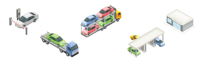 Wall Mural - Auto Service and Car Diagnostic Isometric Vector Set