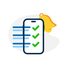 Poster - To do list reminder, Notification checklist on smartphone concept illustration flat design vector. modern graphic element for landing page ui, infographic, icon