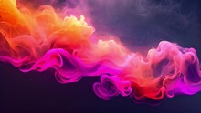 Purple Neon Smoke On Dark Background. Ink Color Blend. Paint Water Drop. Transition Reveal Effect. Neon Pink Blue Fluid Splash On Vibrant Purple Fume Texture Creative Abstract Background 4k Video. Col