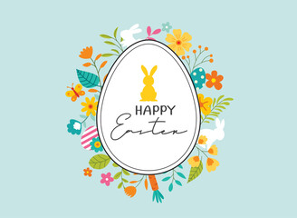 Wall Mural - Happy easter egg greeting card background template.Can be used for cover, invitation, ad, wallpaper,flyers, posters, brochure.