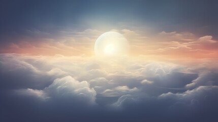 Wall Mural - the sun shines brightly through the clouds as it peeks out of the center of the sun's horizon.