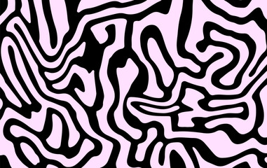 Poster - Glitched distorted op art pattern. Abstract black and white geometric background with curved lines.