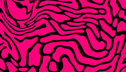 Poster - Black and pink abstract geometric distorted pattern. Psychedelic op art style.