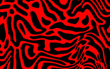 Poster - Abstract trippy red and black psychedelic background with melting and distorting lines resembling meat texture.