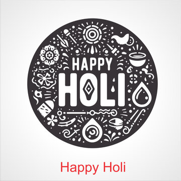Vector Illustration of Holi Festival with colorful calligraphy. Indian Festival Of Holi
