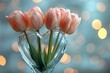 tulips in heart glass vase