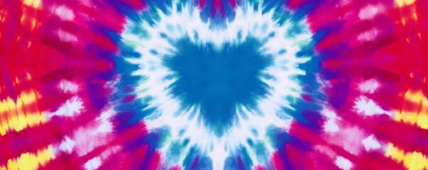 Wall Mural - heart tie dye bohemian background