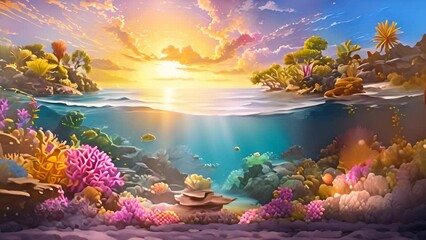 Wall Mural - Underwater world blooms with vibrant corals and mesmerizing plants