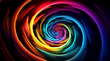 Canvas Print - Colorful swirl spiral vivid vortex over dark background