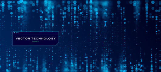 Poster - Digital Data Flow Vector Background. Big Data Technology Lines. Data Transmission Concept. High Speed Internet. Information Matrix Flow in Virtual Reality Cyberspace. Vector Illustration.