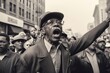 © Hanna Haradzetska - Photograph an elderly African American man, aged 70, passionately speaking to a crowd during a civil rights demonstration