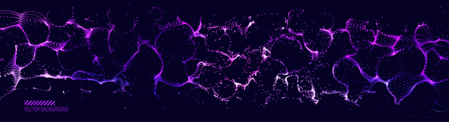 Aufkleber - Abstract Medical Science Flowing Particles Background. Abstract Biological Mutation or Microscopic Virus Concept. Biology, Chemistry, Virology Vector Illustration.