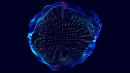 Aufkleber - Abstract Colorful Particles Sphere. Vivid Blue Dots Background. Futuristic Style HUD Element. Technology Background for Business Presentations. Corrupted Point Sphere Array. Vector Illustration.