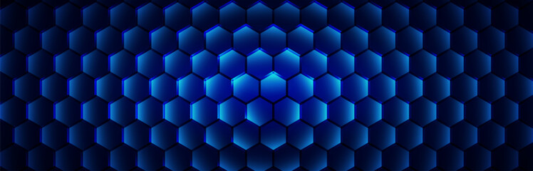 Fototapete - Dark Hexagon Abstract Technology or Science Background. Hi Tech Hexagon Grid. Vector Illustration.