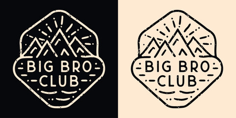 Wall Mural - Big bro club lettering badge logo. Brothers sibling quotes birthday gifts. Retro vintage aesthetic. Printable text vector for older oldest eldest teenager baby boy announcement shirt design clothing.