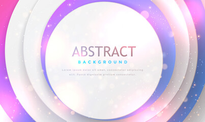 Poster - Abstract 3D circle paper cut layer gradient background blue and purple color. 3D overlapping circle shapes. Elegant circle shape design for business flyers template, cover,banner. Elegant Vector EPS10
