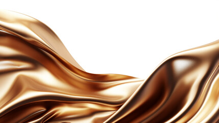 close-up of a shiny satin fabric, flowing gracefully, reflecting light off its smooth surface, and revealing its luxurious sheen against a white backdrop