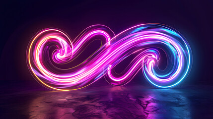 Wall Mural - Abstract purple neon motion wave glowing curve lines illustration, black background with texture, technology future energy concept