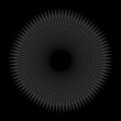 Vektor Design Element - Runde Figur mit symmetrischen Linien und Zacken - Halbton Effekt - schwarzer Hintergrund