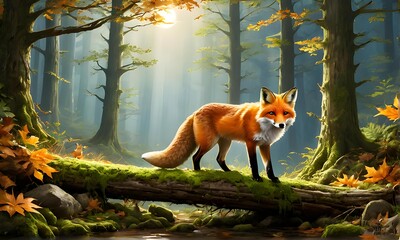 a closeup fox photo illustration in a cartoonish style =AI generated illustration