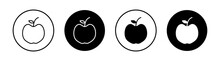 Apple Flat Line Icon Set. Apple Thin Line Illustration Vector