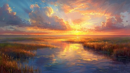 Wall Mural - Wilderness Marshland Sunrise