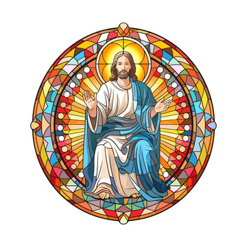 Jesus Christ stained glass style. Vector illustration design.