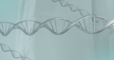 Aufkleber - Image of dna strands and scope scanning over hand with stethoscope