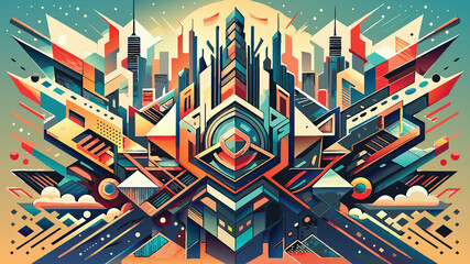 Geometrical abstract city background for banner