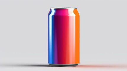 Aluminum energy drink soda can mockup on solid background