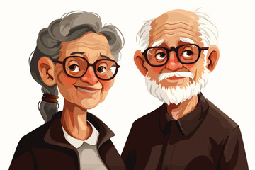 Wall Mural - happy old couple portrait isolated vector style