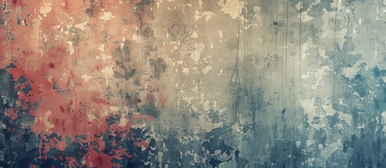 Wall Mural - abstract red and blue paint splatter on a textured wall background