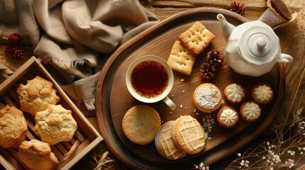 Canvas Print - Tea and biscuits. Generative AI