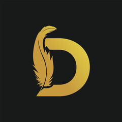 Wall Mural - Feather logo design with vector concept letter D