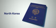 North korea Passport.
3d rendering passport on white background.
