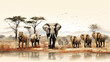 Illustration of African wildlife animals